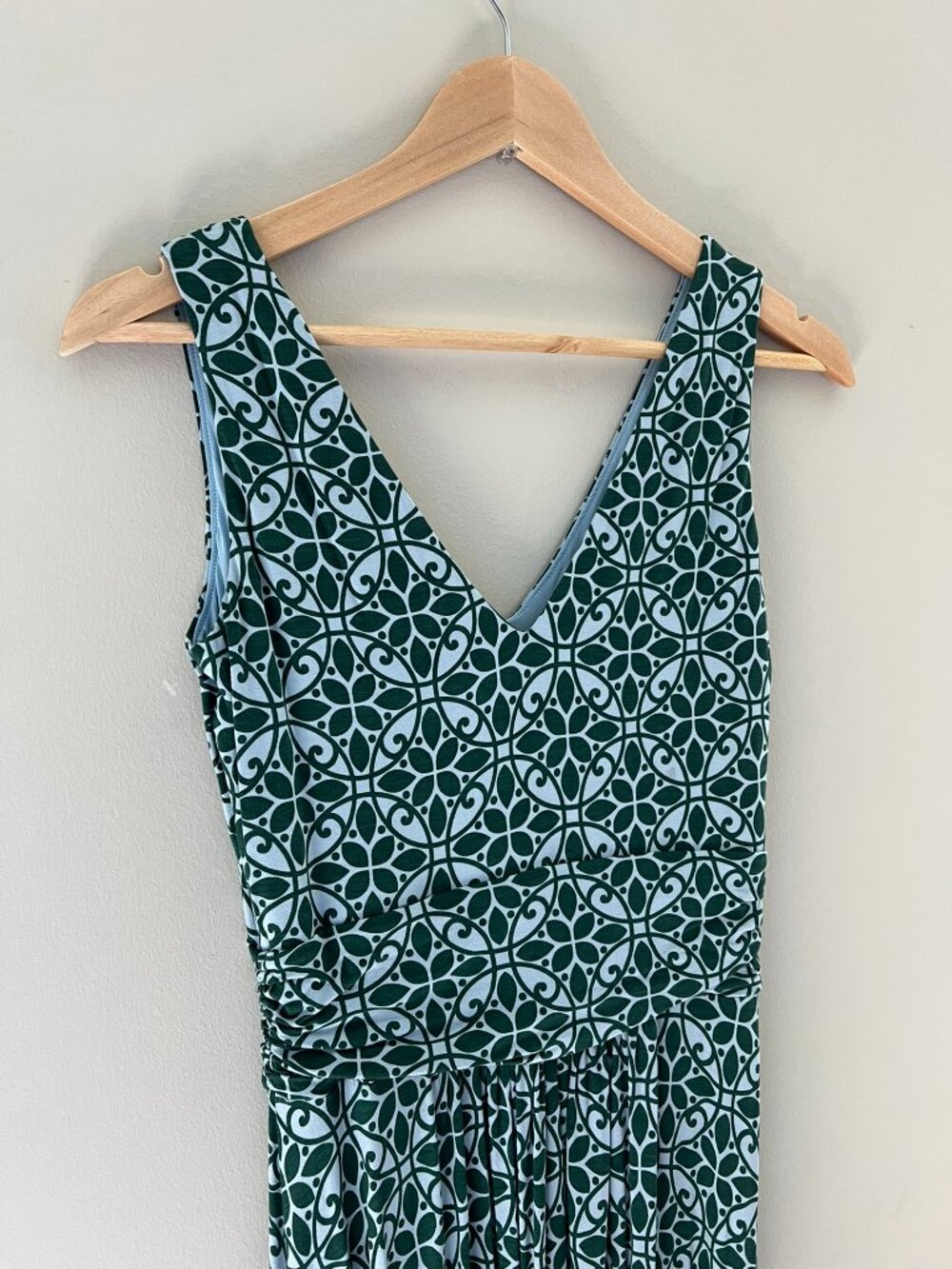 Boden Lemon Print blue Midi Dress Sleeveless Fit Flare Pockets Size 4 petite - Picture 8 of 12